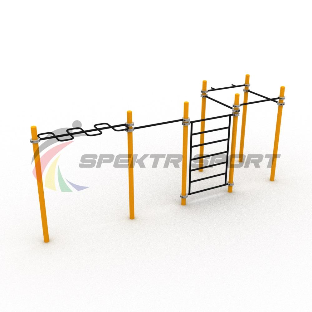 Комплекс с рукоходом-змейка, шведской стенкой и турниками Воркаут SP WRK-03_76mm