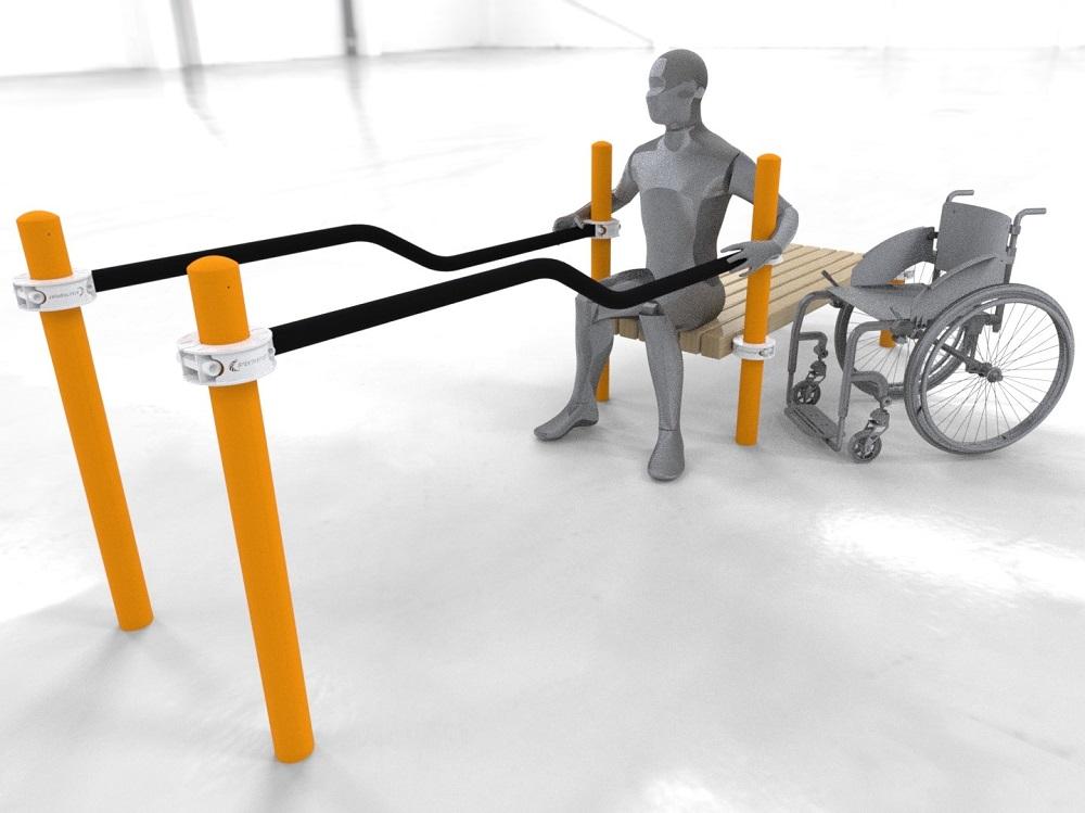 Брусья параворкаут изогнутые в подъем со скамьей WRK-D13_76mm