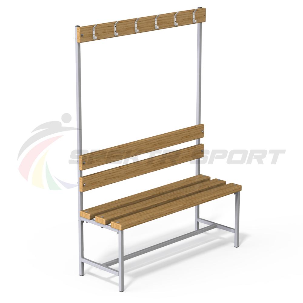 Скамейка с вешалкой для раздевалок (цельная) 1200 мм