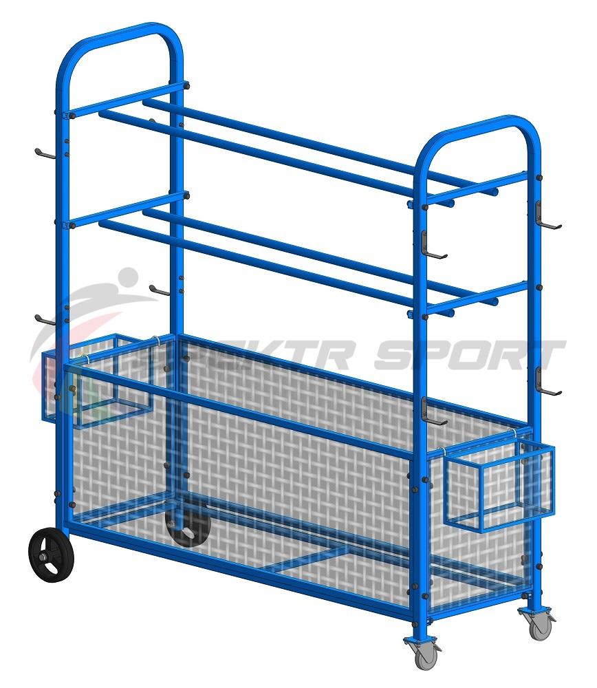 Стеллаж универсальный для хранения спортинвентаря 1830*500*1600 (разборный) (усил колеса и корзины)