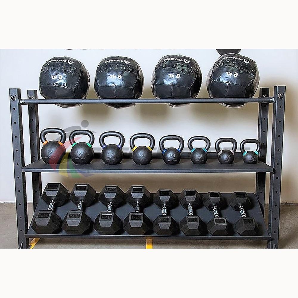 Модульный стеллаж для гантелей, гирь и медболов 1320х430х1200