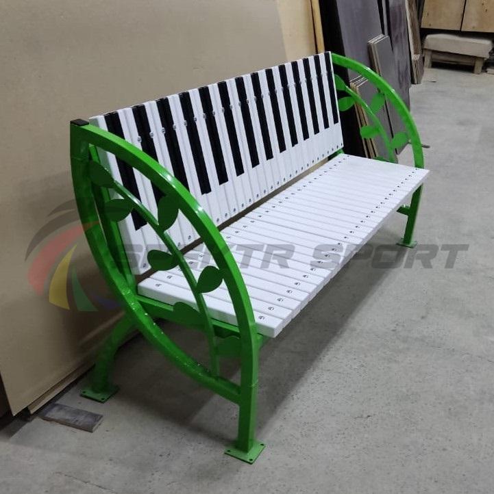 Скамья уличная Клавиши с веточкой 2000*900*630 мм, каркас металл