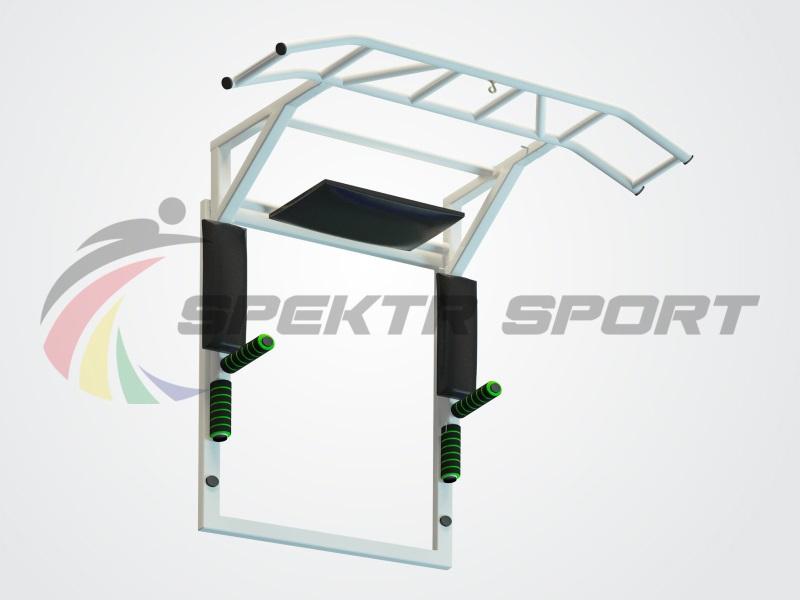 Турник-брусья-пресс на раме Прометей цельносварной с доп. хватами цв. белый