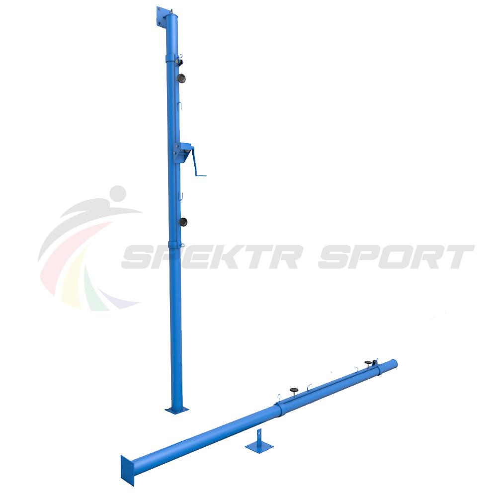Стойки волейбольные стена-пол с механизмом натяжения и регулировкой высоты сетки