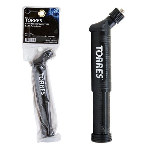Насос "TORRES" двойного действия, 15 см, пластик, с бок.горлов., игла (7 мм), черный